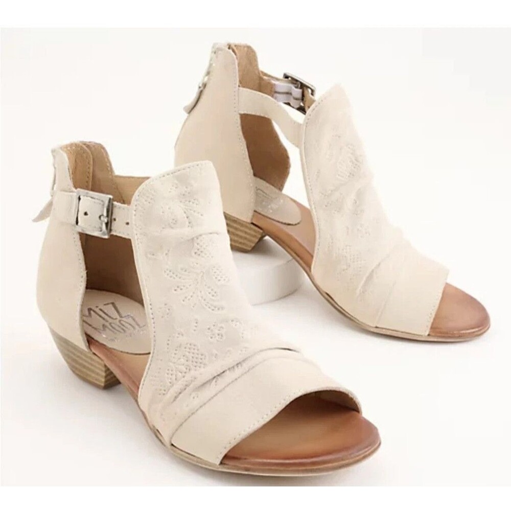 Miz Mooz Leather Heeled Sandals Open Toe Corra Linen US 8.5-9